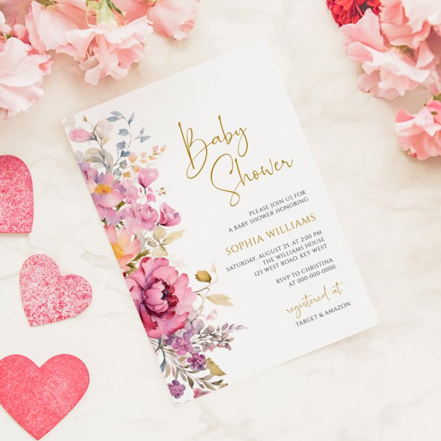 Lila Wildblumen Kinderdusche Einladung (Von Creator hochgeladen)