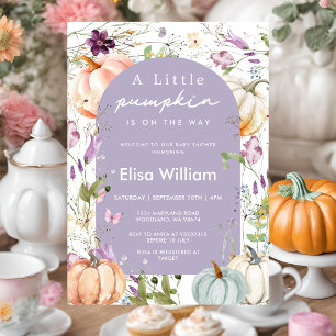 Lila Wildblumen-Kürbis-Baby-Party-Gartenfest Einladung