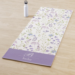 Lila Wildblumen-Monogramm Personalisierte Yogamatt Yogamatte