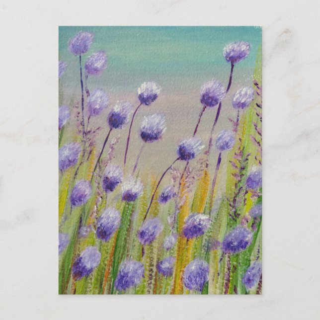 Lila Wildblumen Postkarte (Vorderseite)