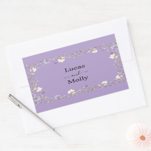Lila Wildblumen Sommer Blumen Hochzeit Rechteckiger Aufkleber