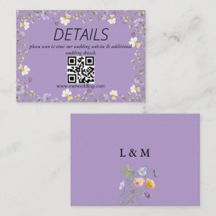 Lila Wildblumen Sommer Florale Hochzeit QR Code Begleitkarte