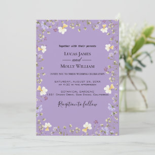 Lila Wildblumen Sommer Florale Hochzeitseinladung Einladung