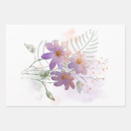 Lila Wildblumen - Tissue Paper Geschenkpapier Set