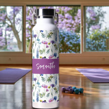 Lila Wildblumen-Wasserfarbe-Monogramm-Name