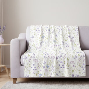 Lila Wildblumenmuster Fleecedecke