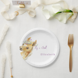 Lila Wildblumenpony Es ist ein Mädchen Baby Shower Pappteller