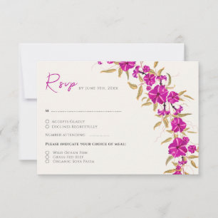 Lila Wilde Trompetenrebe Blumen Garten Hochzeit RSVP Karte