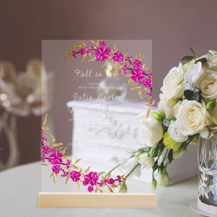 Lila Wilde Trompetenreben-Blumen-Garten-Hochzeit Acryleinladungen
