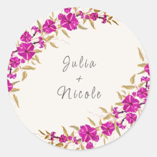 Lila Wilde Trompetenreben-Blumen-Garten-Hochzeit Runder Aufkleber