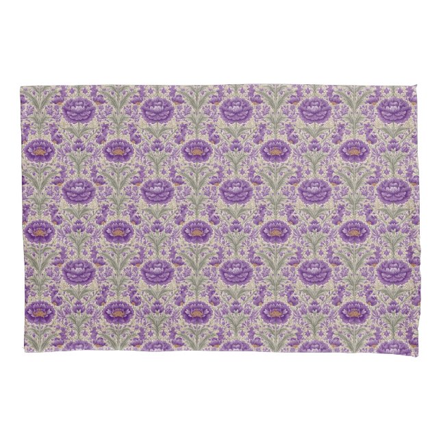 Lila William Morris Inspirierte Blumenmuster Kissenbezug (Vorderseite)