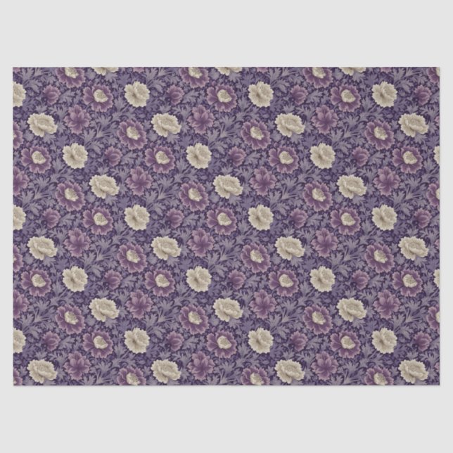 Lila William Morris Style Floral Seidenpapier (Vorderseite)