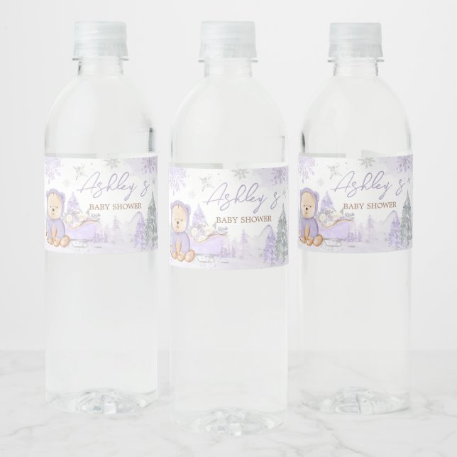 Lila Winter Bear Baby Dusche (Flaschen)