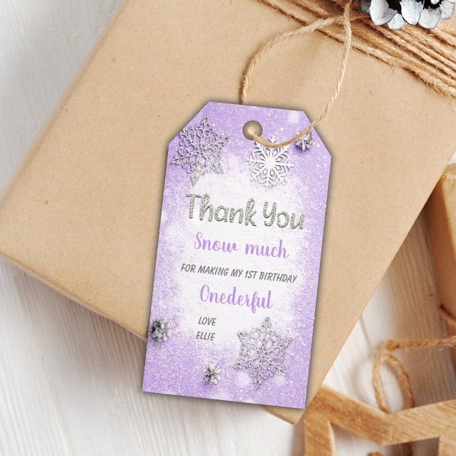 Lila Winter-Geburtstagsgeschenke Tags Geschenkanhänger (Purple Winter Birthday Gift Tags)
