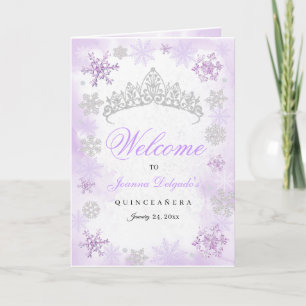 Lila Winter Wonderland Quinceanera-Programm Einladung