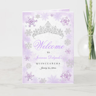 Lila Winter Wonderland Quinceanera-Programm Einladung