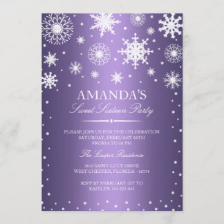 Lila Winter Wonderland Sweet 16 Einladung
