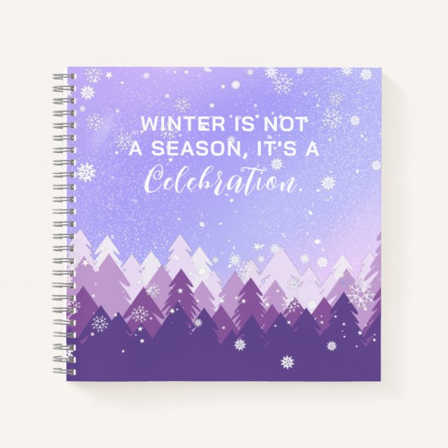 Lila Winterangebot im Friedlichen Schnee Notizbuch (Vorderseite)
