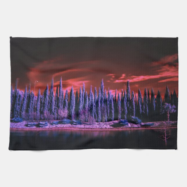 lila Winterhimmel Geschirrtuch (Horizontal)