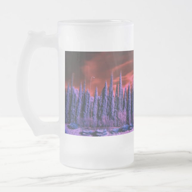lila Winterhimmel Mattglas Bierglas (Links)