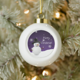Lila Winterlandschaft Snowman Gerahmte Ornamente