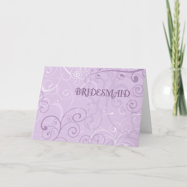 Lila Wirbel Bridesmaid Einladungskarte (Vorderseite)