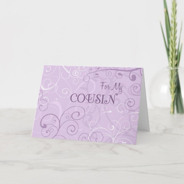 Lila Wirbel Cousin Bridesmaid Einladungskarte (Vorderseite)