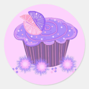 Lila Wirbel-Cupcake Runder Aufkleber