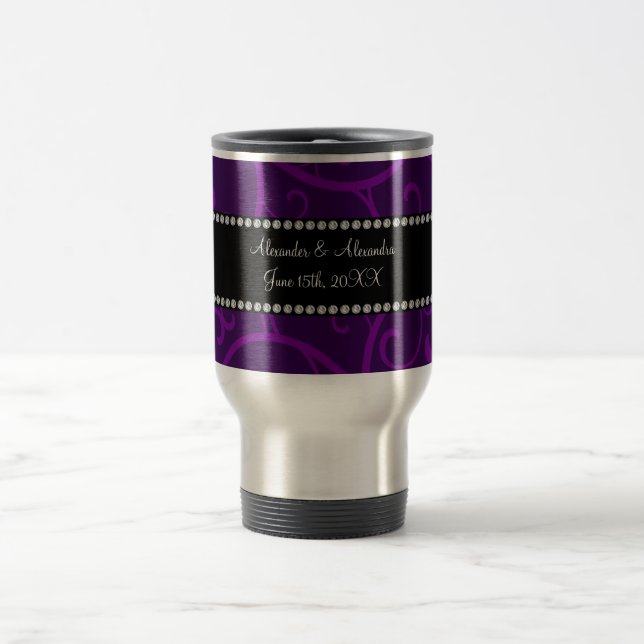 Lila Wirbel der Gastgeschenke Hochzeit Reisebecher (Mittel)