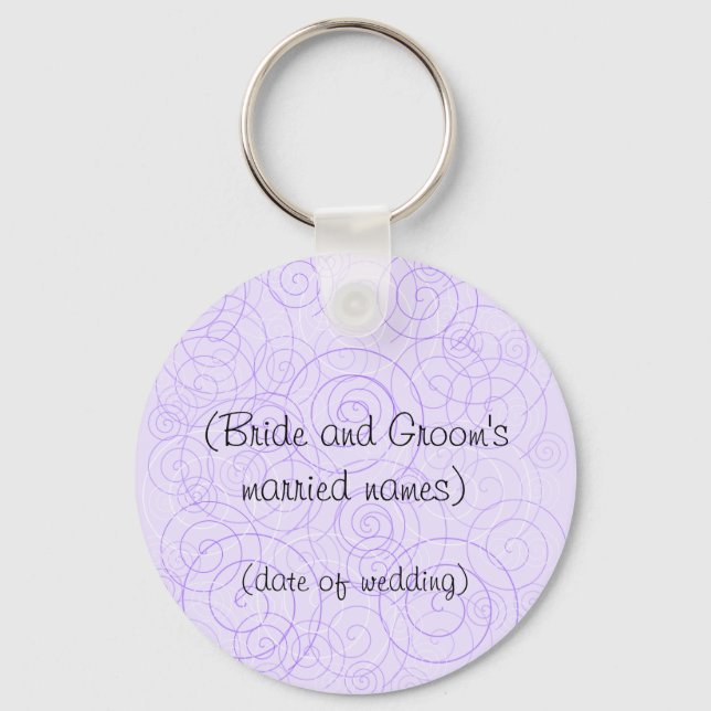Lila Wirbel Hochzeitskeyring Schlüsselanhänger (Vorderseite)