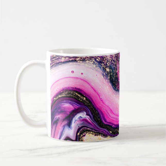Lila Wirbel mit Glitzer Kaffeetasse (Links)