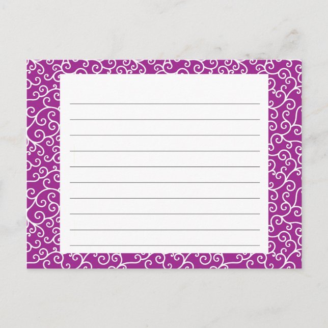 Lila Wirbel Rezept-Karte Postkarte (Vorderseite)