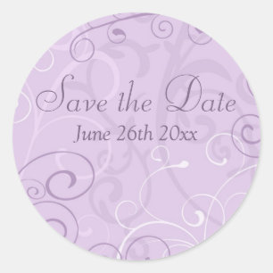 Lila Wirbels-Save the Date Umschlag Aufkleber