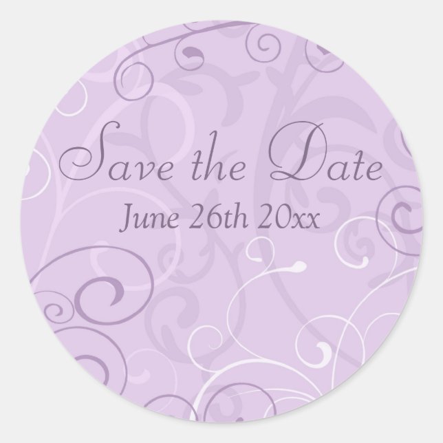 Lila Wirbels-Save the Date Umschlag Aufkleber (Vorderseite)