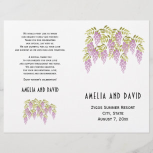 Lila Wisteria Bloral gefaltetes Hochzeitsprogramm
