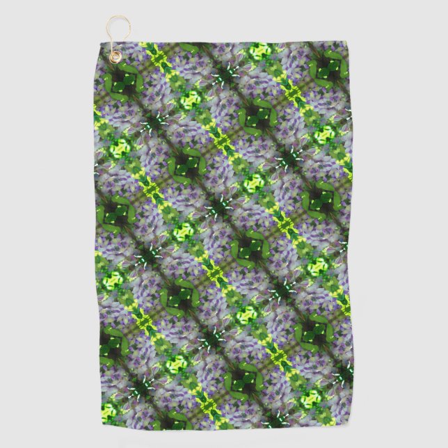 Lila Wisteria Blume Abstraktes Muster Golfhandtuch (Vorderseite)