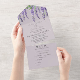Lila Wisteria Blume All In One Einladung