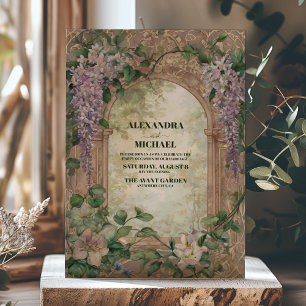 Lila Wisteria Blume Grüne Moderne Hochzeit Einladung