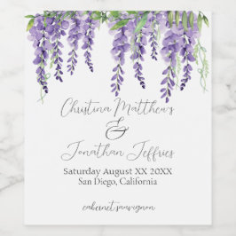 Lila Wisteria Blume on Elegante Weinetikett