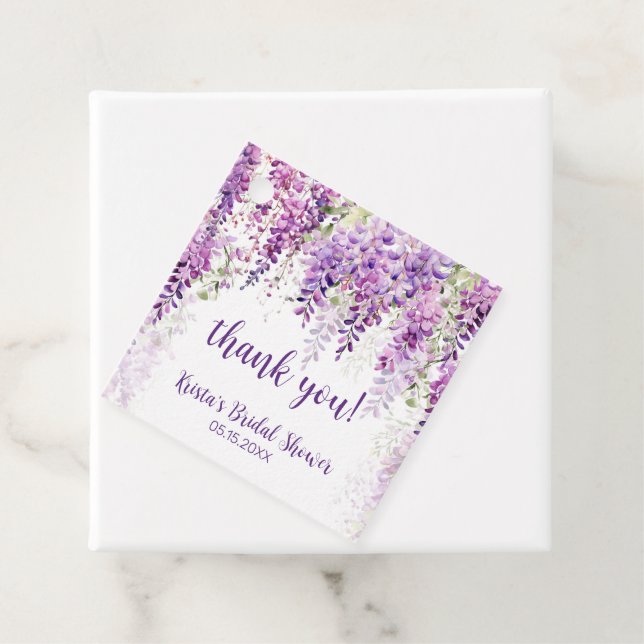 Lila Wisteria Brautparty Geschenkanhänger (Beispiel)