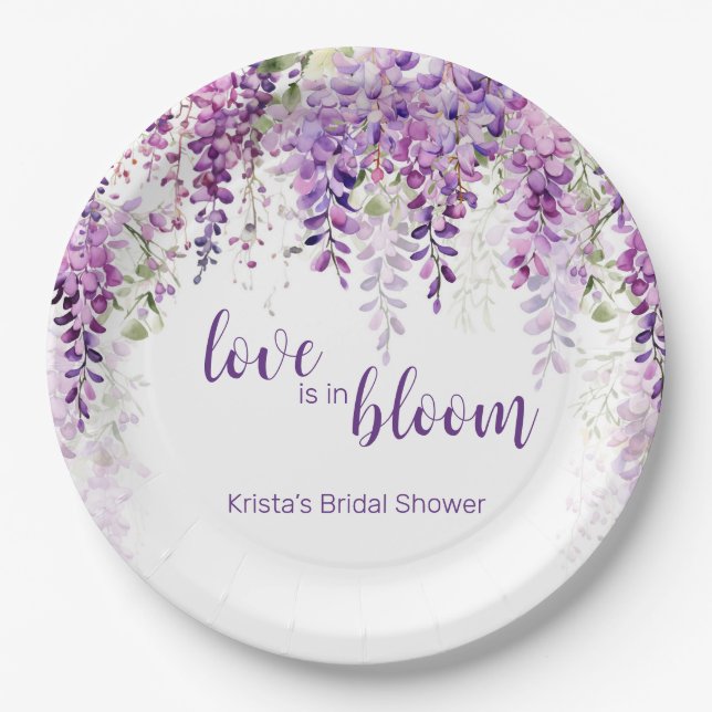Lila Wisteria Brautparty Pappteller (Vorderseite)