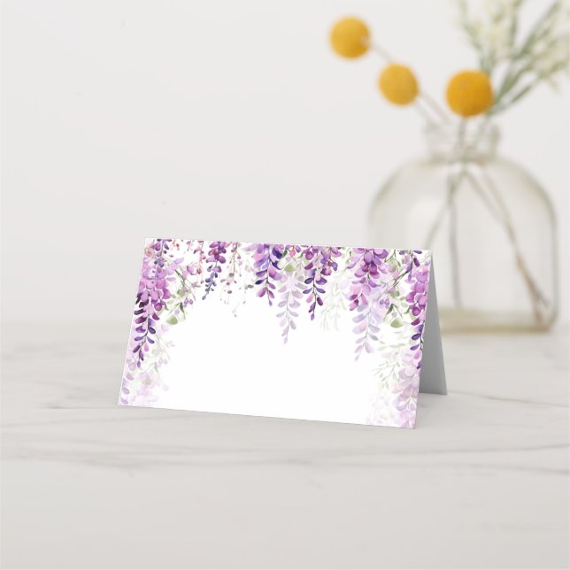 Lila Wisteria Brautparty Platzkarte (Vorderseite)