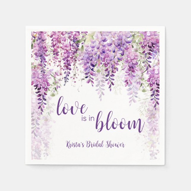 Lila Wisteria Brautparty Serviette (Vorderseite)