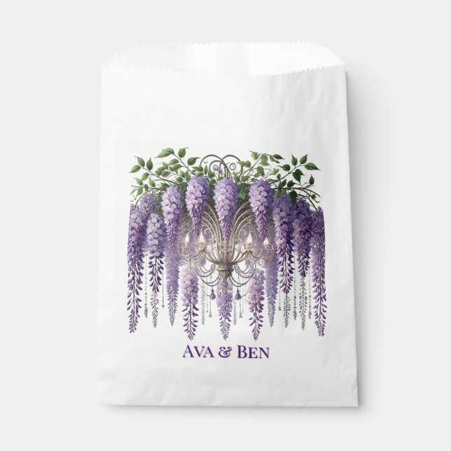 Lila Wisteria Chandelier Wedding Geschenktütchen (Vorderseite)