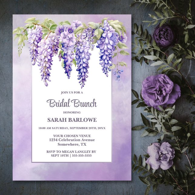 Lila Wisteria Floral Bridal Brunch Einladung (Von Creator hochgeladen)