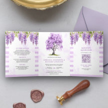 Lila Wisteria Floral Tree Foto QR Code Hochzeit