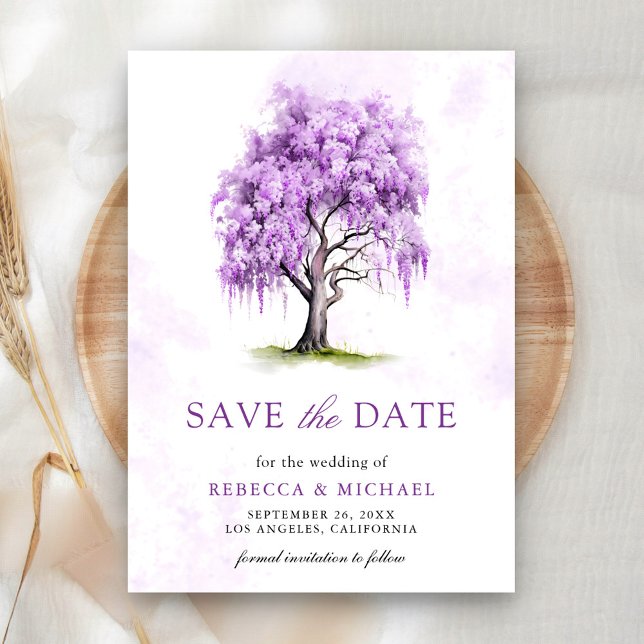 Lila Wisteria Floral Tree Wedding Save The Date (Von Creator hochgeladen)