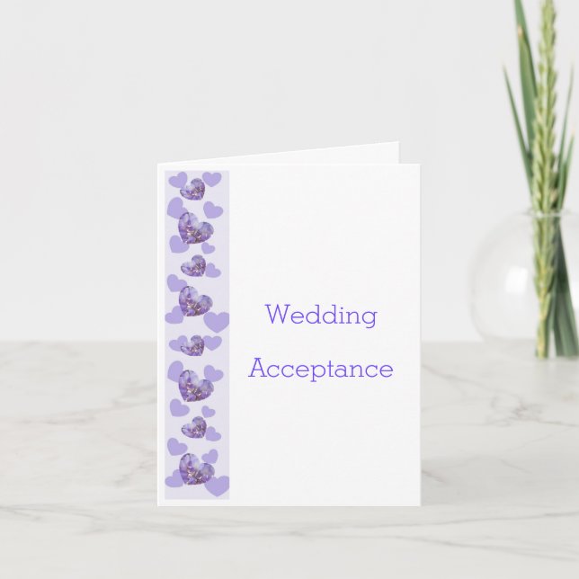 Lila Wisteria Heart Design Wedding Akzeptanz Dankeskarte (Vorderseite)