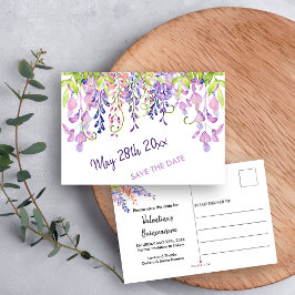 Lila Wisteria Locarno Save the Date Ankündigungspostkarte