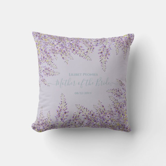 Lila Wisteria Sage Blumengarten Hochzeit Kissen (Vorderseite)